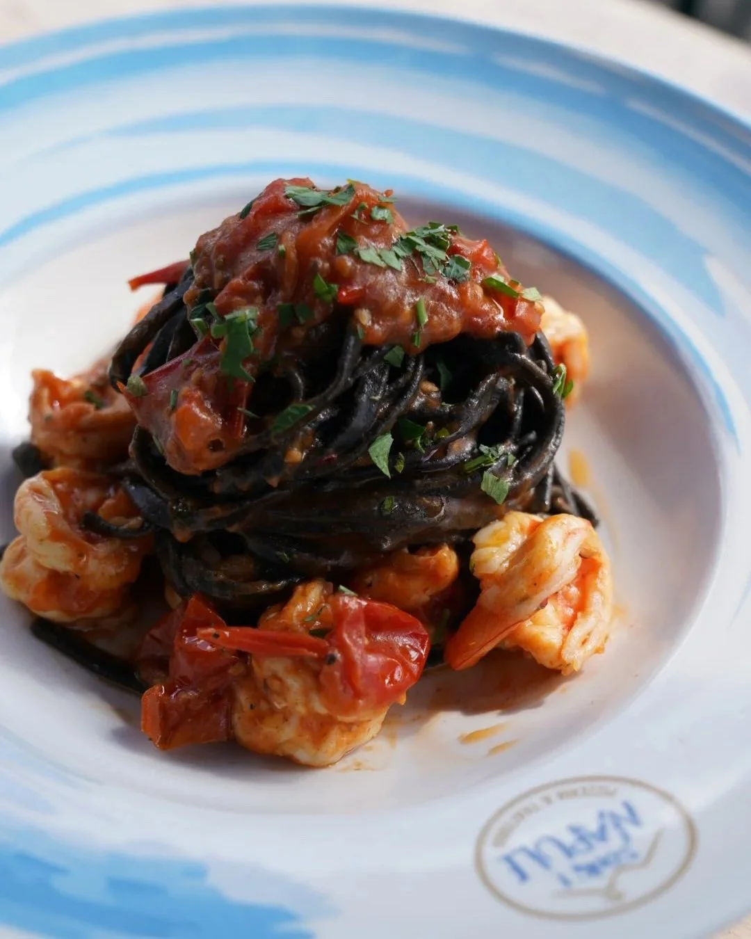 Linguine al Gamberi Pasta up close.