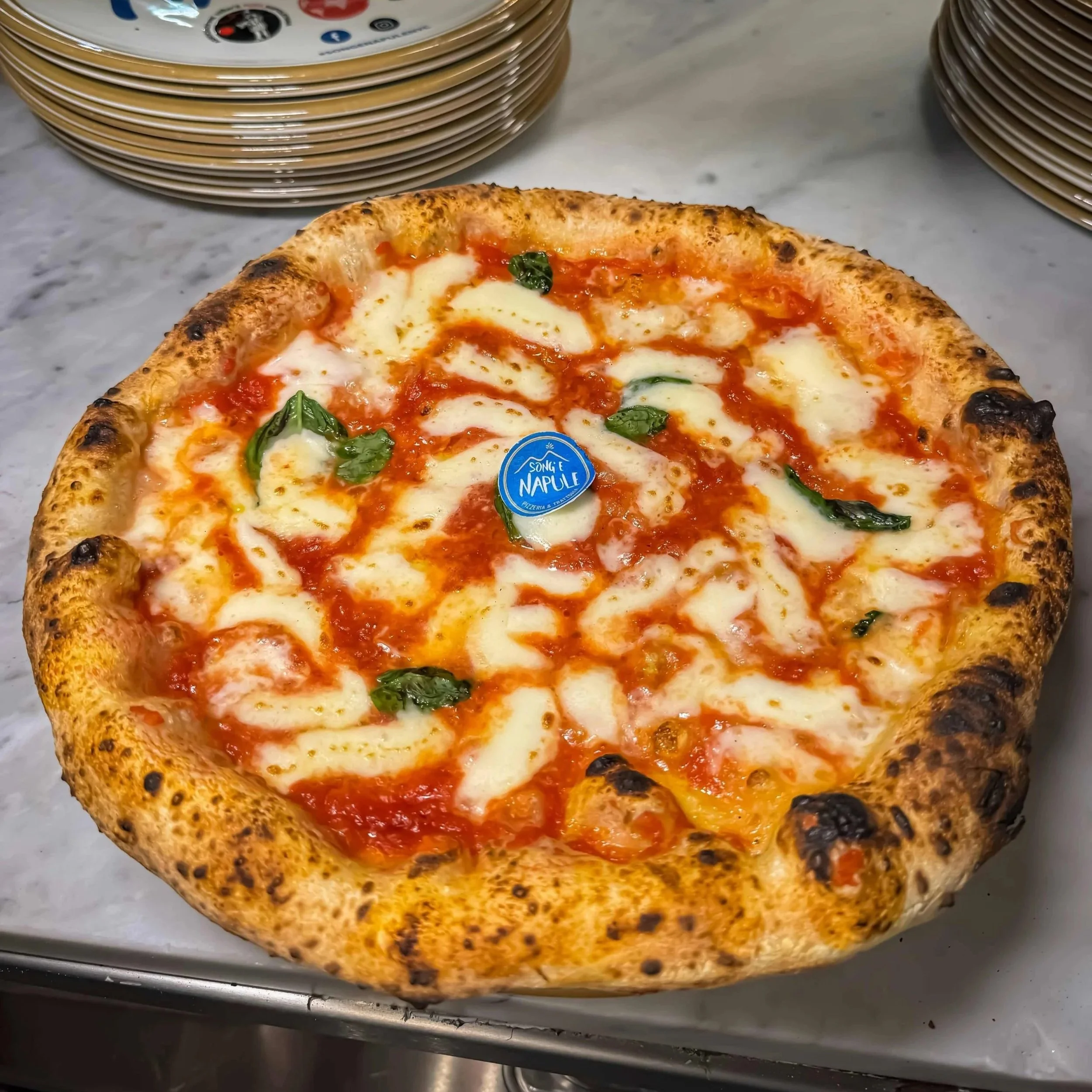 A hero shot of our margherita pizza