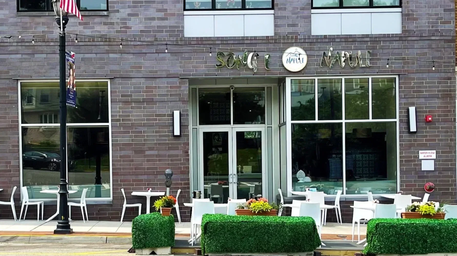 Front view and outdoor seating of our Rutherford, NJ location