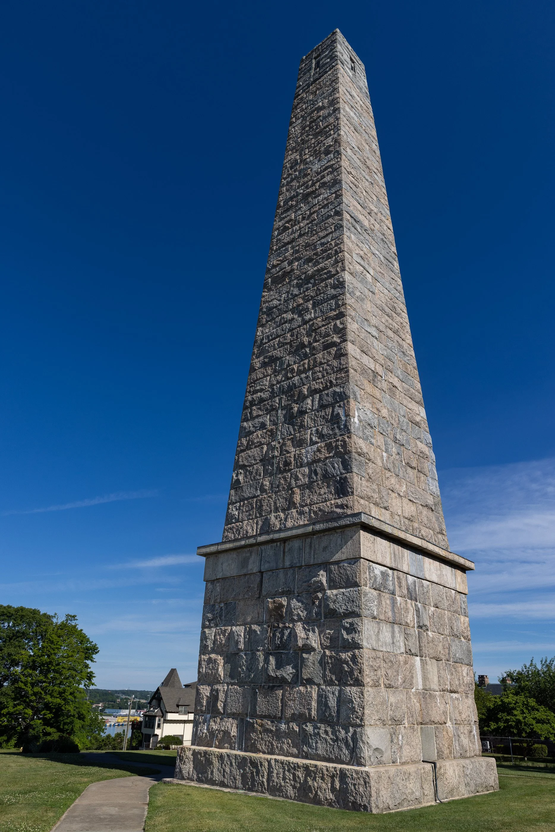 The 135-foot Groton Monument rises beside Fort Griswold in memory of the defenders who fell there in 1781. Completed in 1830, the granite obelisk made their sacrifice visible from the Thames River and across the harbor.