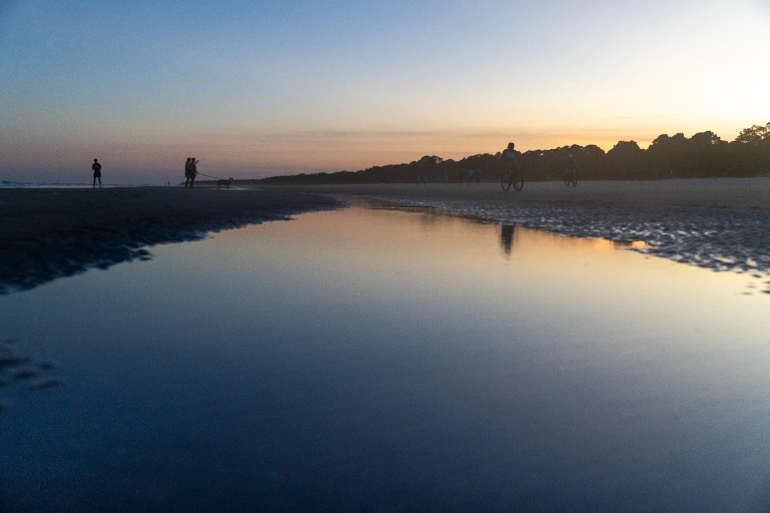 Soft evening light over the beach and Atlantic Ocean at the end of the day on Hilton Head Island.