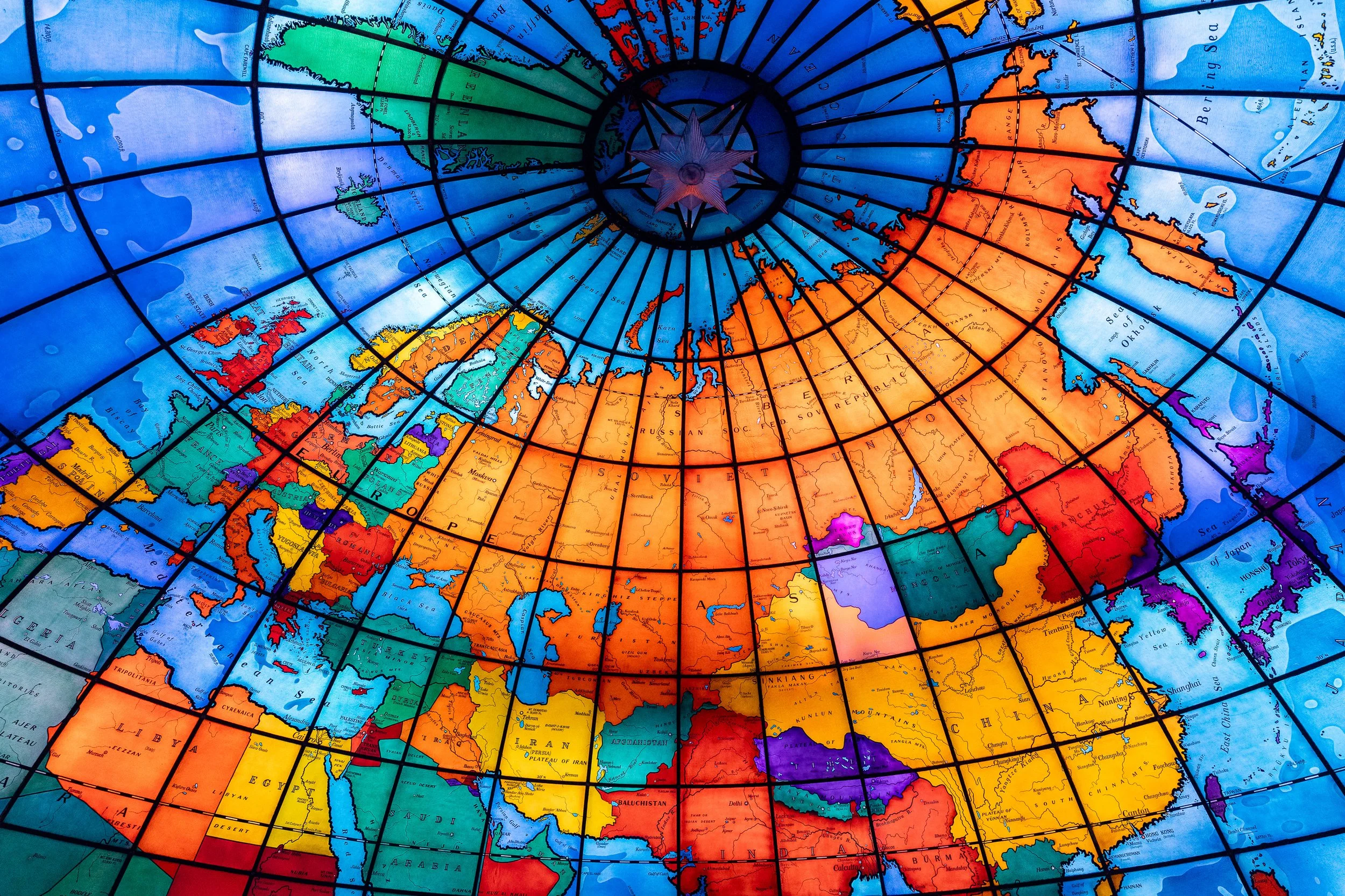 The Soviet Union still stretches across the upper half of Boston’s Mapparium globe, exactly where glassmakers placed it in 1935. The country disappeared in 1991, but its name remains fixed above Europe and Asia. A map designed to stay current had bec