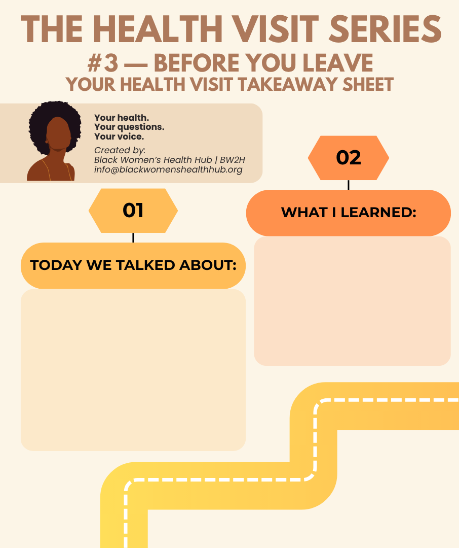 #3 — BEFORE YOU LEAVE: Your Health Visit Takeaway Sheet