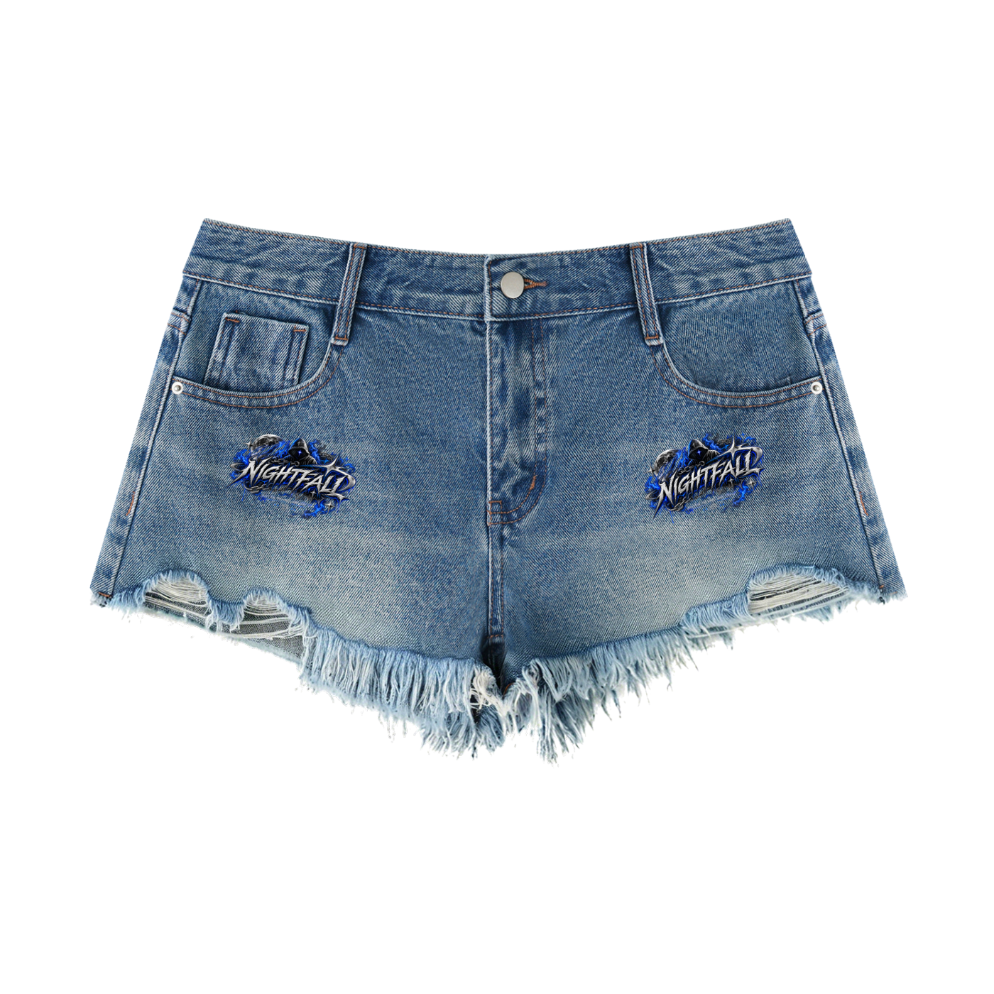 NightFall Original:  Women's Vintage Wash Raw Hem Denim Shorts