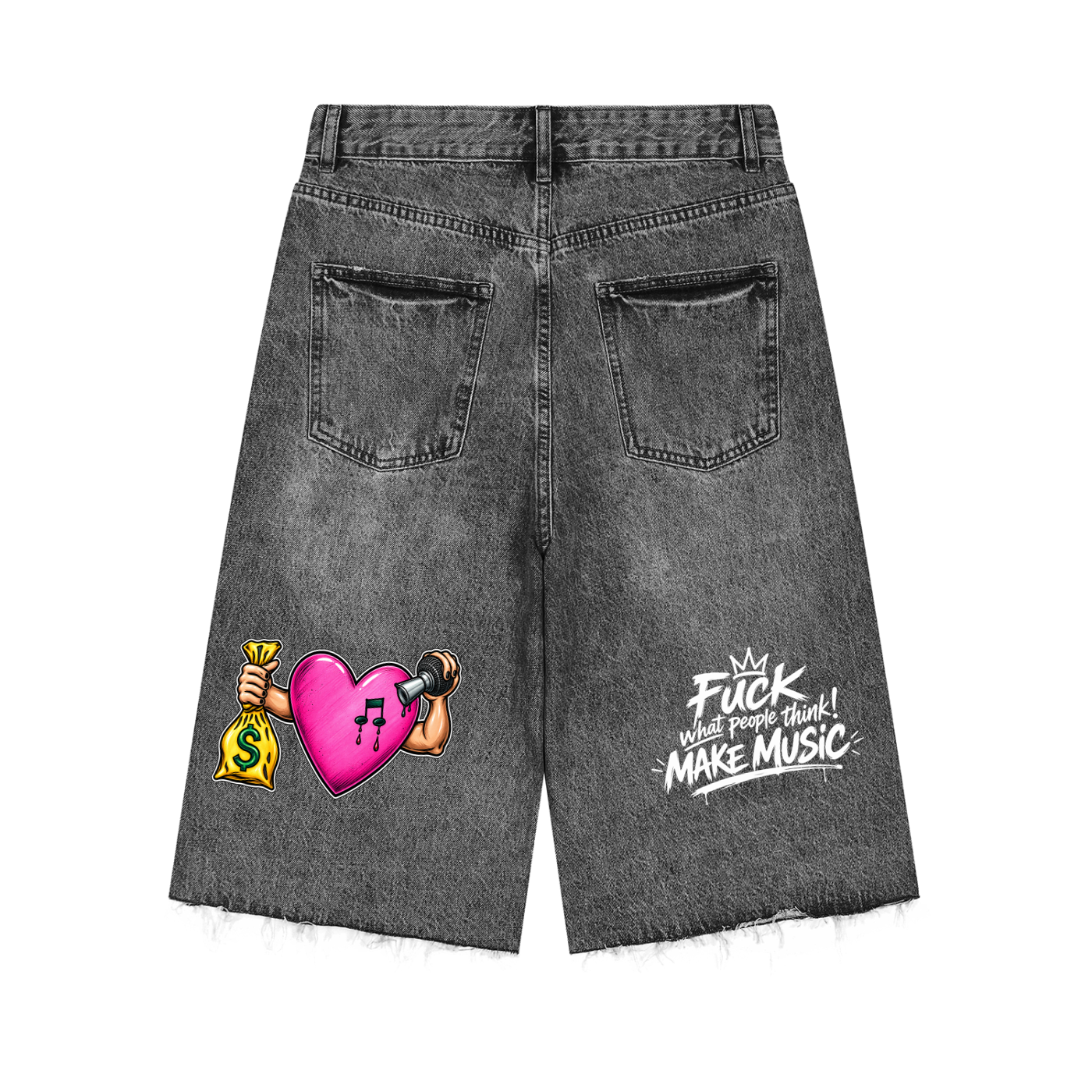 Trap Music Mach: Men’s Vintage Wide Leg Denim Shorts
