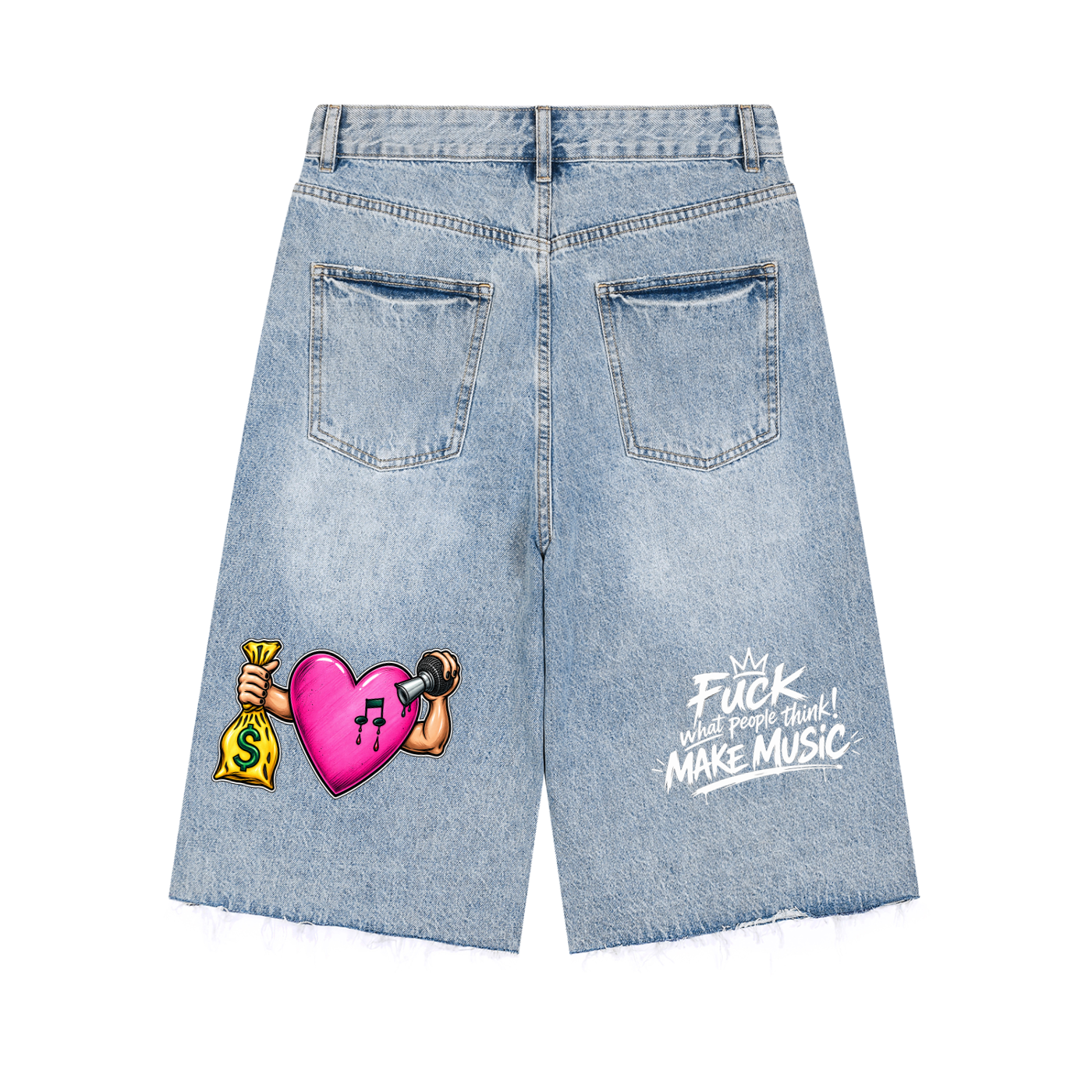 Trap Music Mach: Men’s Vintage Wide Leg Denim Shorts