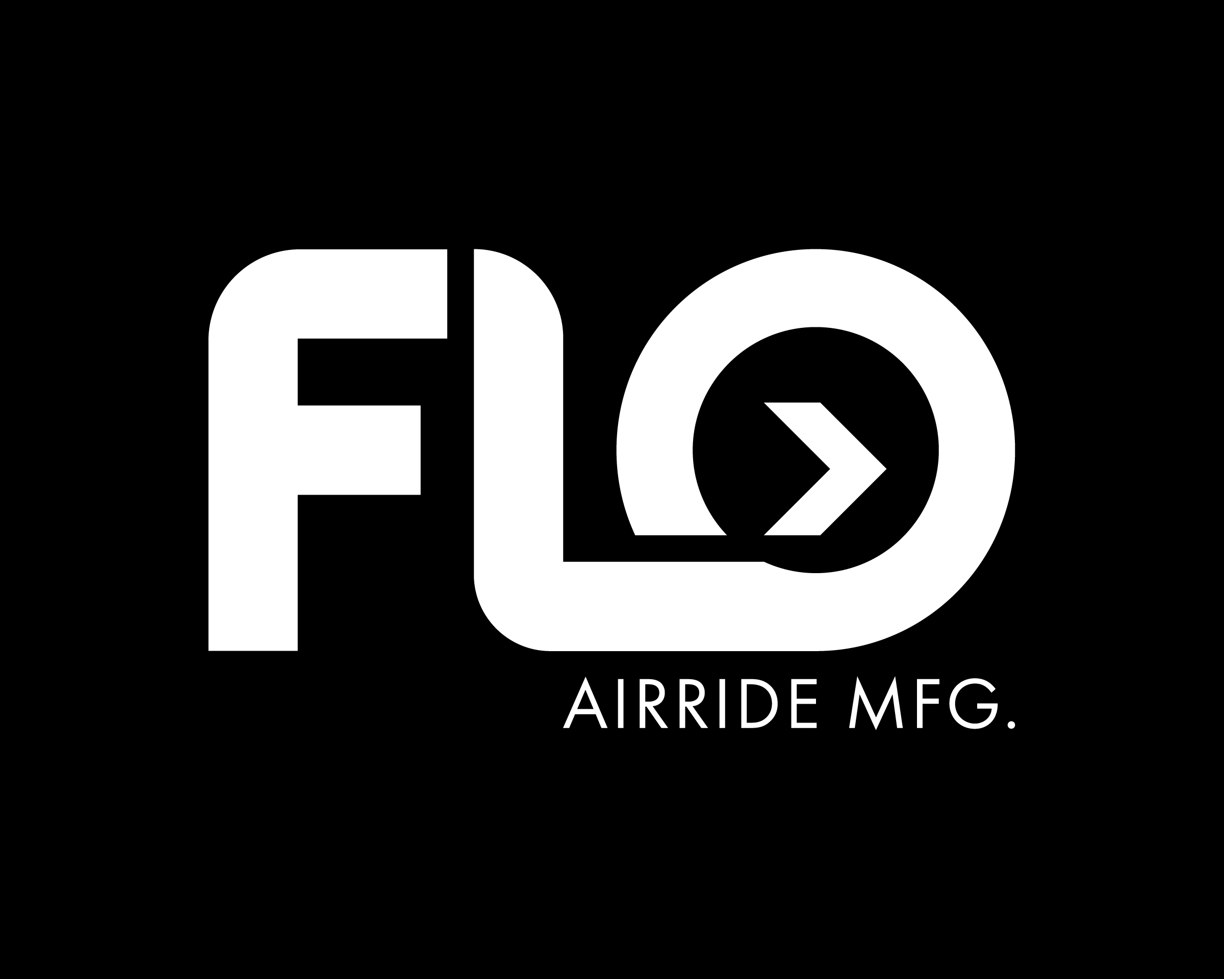 FLO Airride MFG. logo over a black background