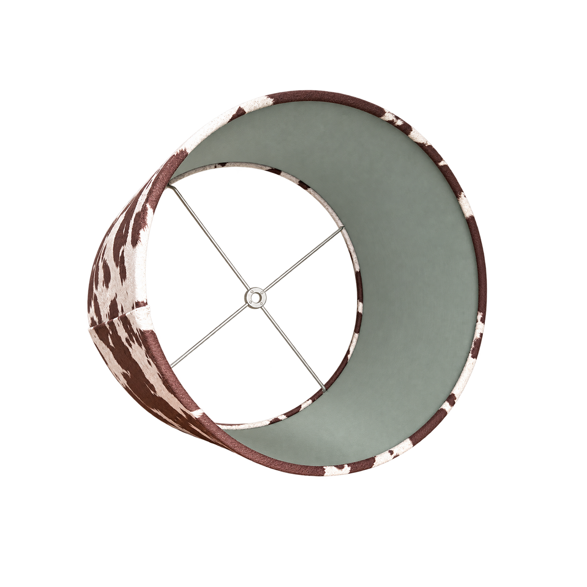 Cow-print drum lampshade, sage interior P.png