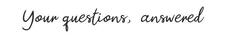 Text that says "Your questions, answered" in a handwritten style.