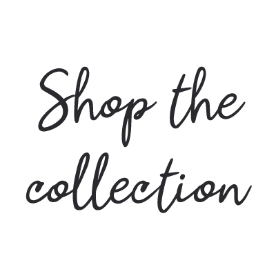 Text saying 'Shop the collection' in black cursive font on a white background.