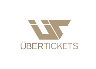 Logo with stylized letters 'UT' above the word 'ÜBERTICKETS' in uppercase, beige color.
