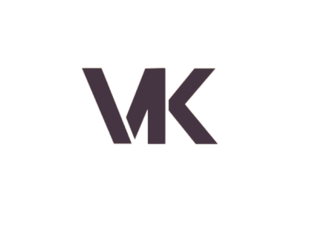 A logo with the letters 'VK' in bold, dark font