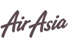 AirAsia logo in black cursive font on a white background.