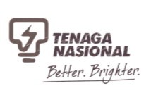 Logo of Tenaga Nasional with a light bulb and lightning bolt icon, and tagline 'Better. Brighter.'