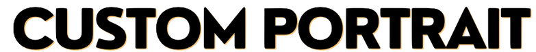 Text that reads 'CUSTOM PORTRAIT' in bold, black letters with a slight gold accent, on a transparent background.
