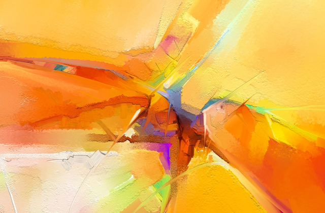 Vivid Orange Impressionist Abstract Art B.webp