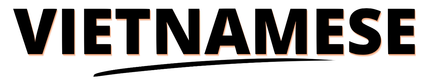 Stylized text graphics spelling 'VIETNAMESE' in bold 3D letters with a black background.