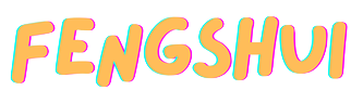 Colorful text spelling 'FENGSHUI' with a pastel color palette.