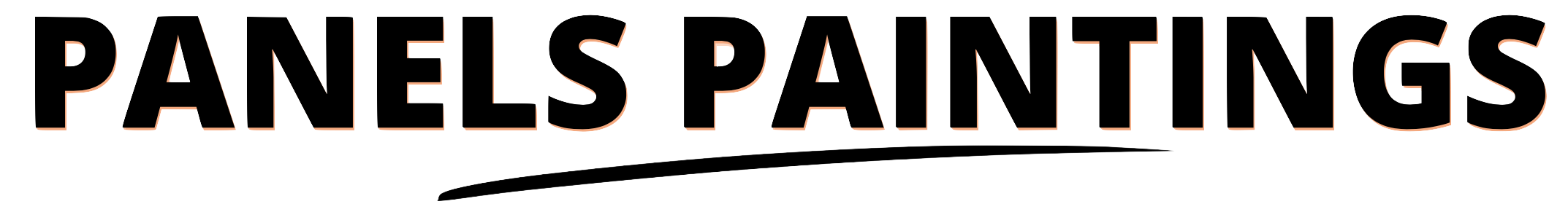 Text that reads 'PANEL'S PAINTINGS' with dark background and outlined letters.