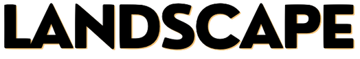 Text reading 'LANDSCAPE' in bold, stylized letters with a black and gold color scheme