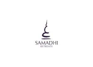 Logo of Samadhi Retreats with a stylized incense or flame design above the text.