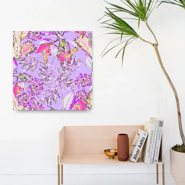 Pastel Purple Lilac Floral Lively Abstract Art