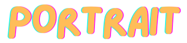 Colorful text spelling 'PORTRAIT' with pastel colors and a shadow effect.