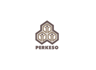 Perkeso logo with a geometric design and the word 'PERKESO' below it.