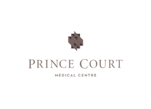 Logo for Prince Court Medical Centre featuring a stylized emblem and text.