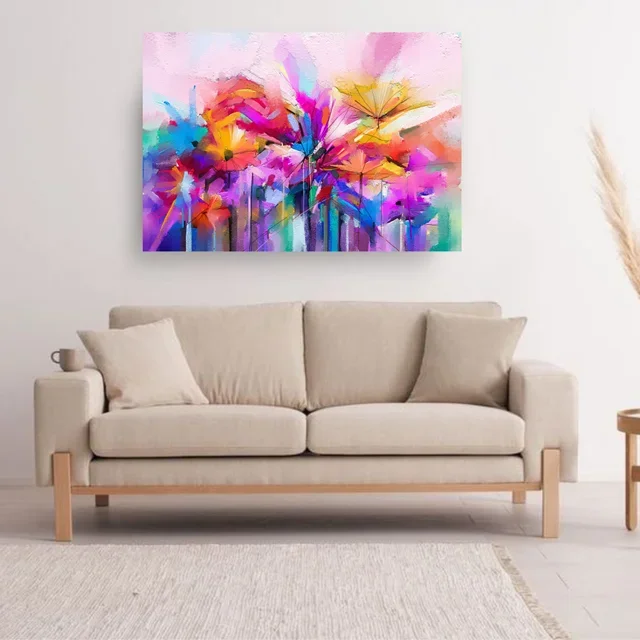 Vibrant Expressive Colorful Abstract Floral Art