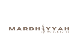 Logo for Mardhiyah Hotel and Suites with stylized text