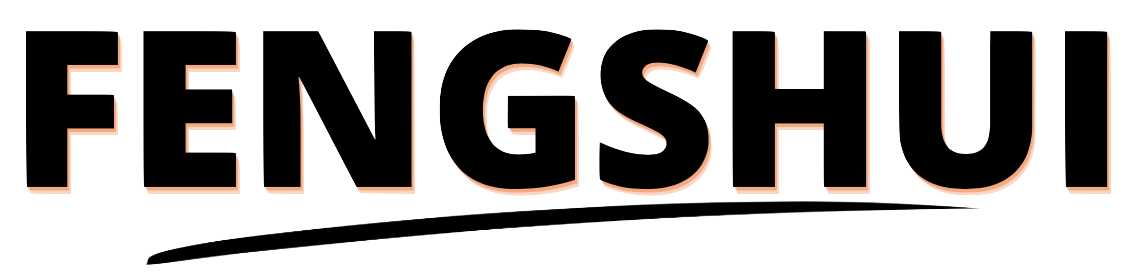 The word "FENGSHUI" written in large stylized letters with a black outline and an orange glow effect.