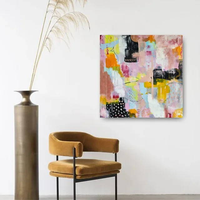 Pastel Pink Square Abstract Aesthetic Art