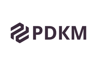 Logo with a geometric design and the letters 'PDKM'
