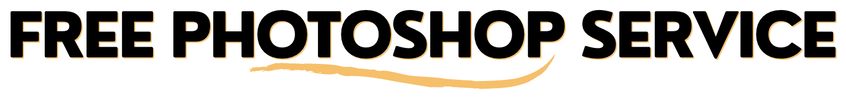 Text that reads 'FREE PHOTOSHOP SERVICE' with a black font and an orange underline.