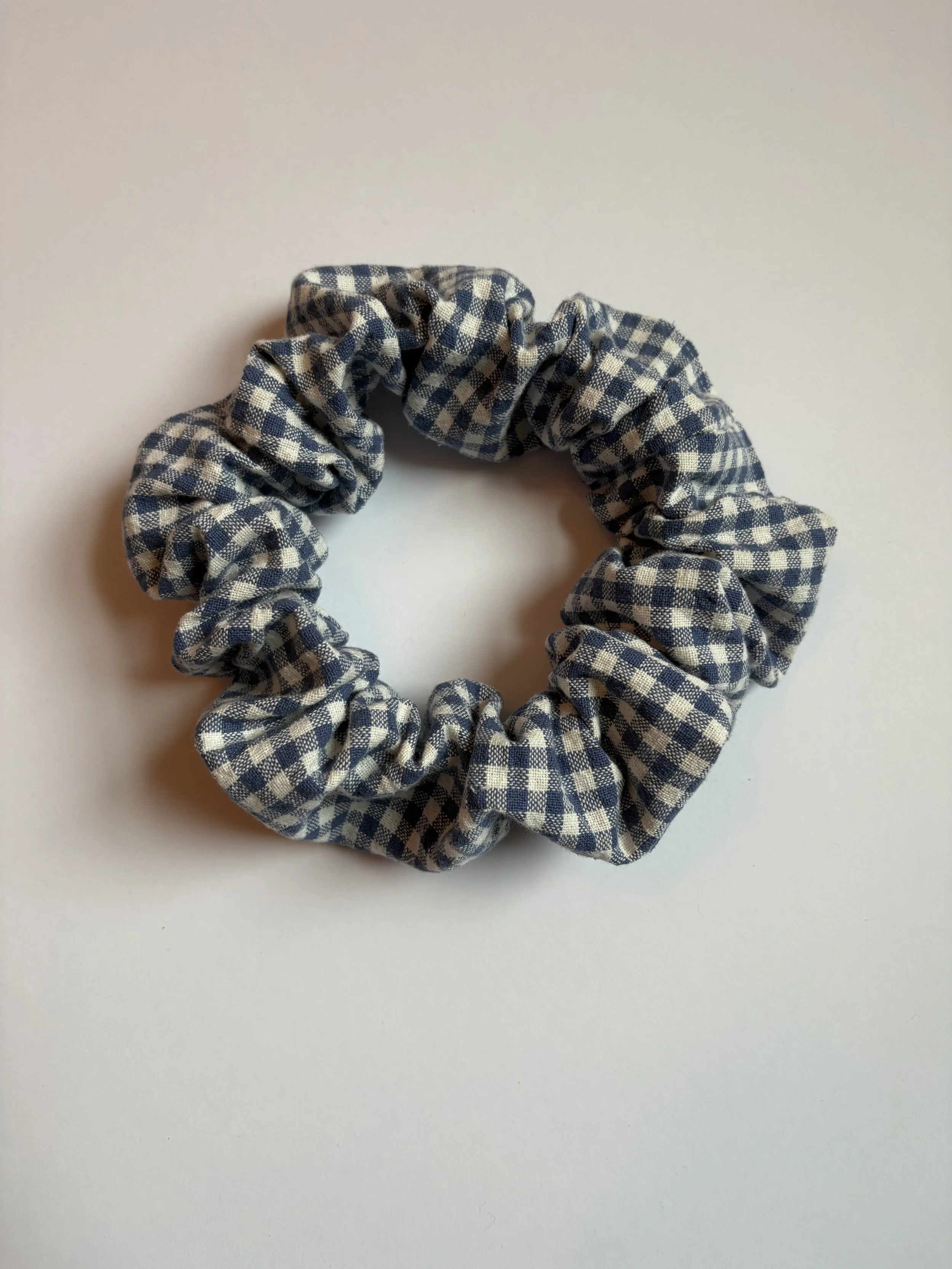 Blue Gingham Yoga Mat Scrunchie.JPG