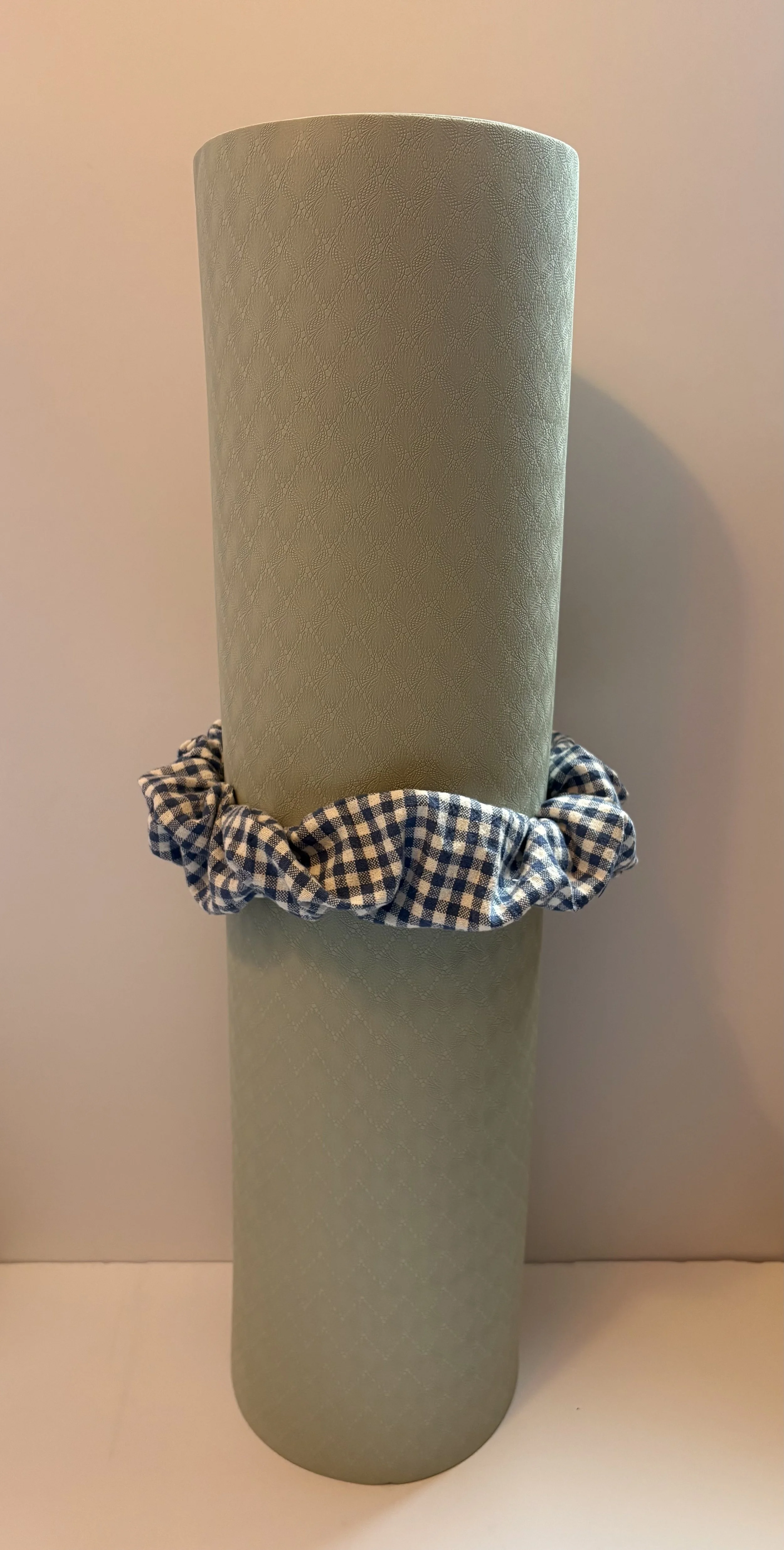 Blue Gingham Yoga Mat Scrunchie 2.JPG