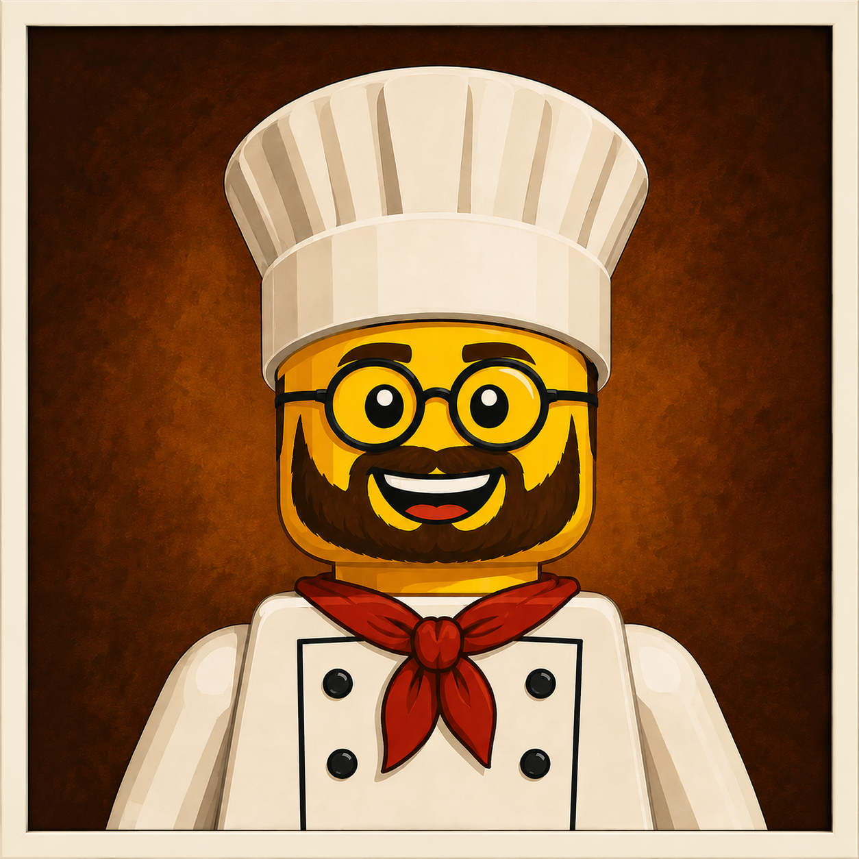 Bakery Bob in chef whites and glasses, the baker who runs The Golden Crust