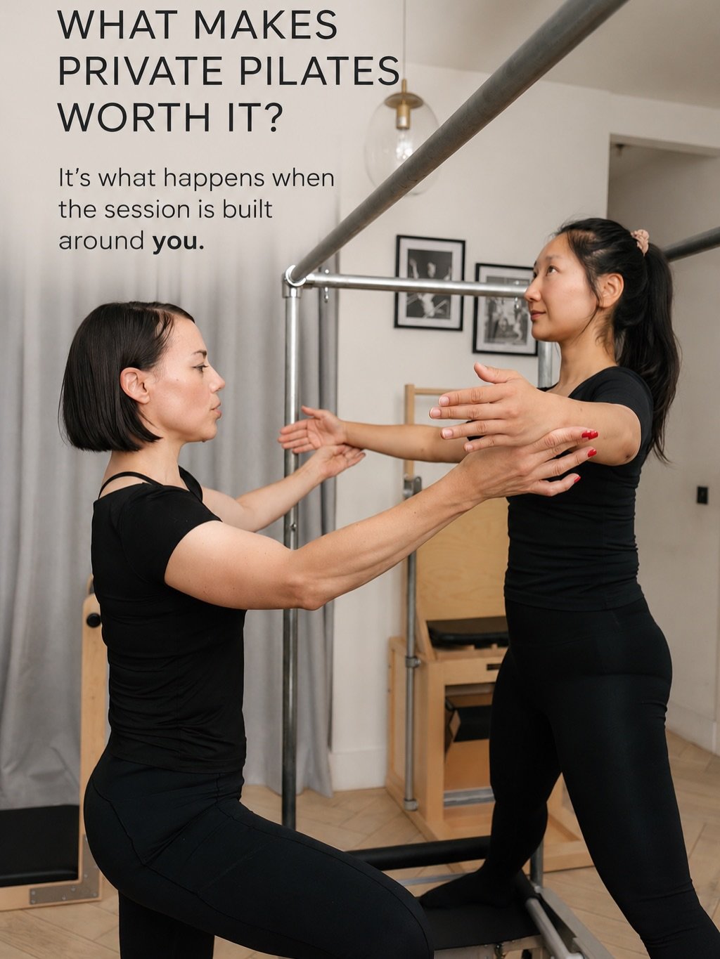 Private Pilates is all about the details. And the details are all about the results.

Specialist teaching, real-time correction, access to the full Pilates apparatus, and a session that adapts to you.

Small adjustments can change how an exercise fee
