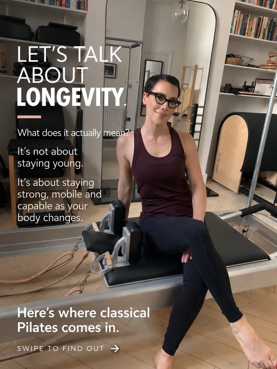 Let&rsquo;s talk about longevity, because it&rsquo;s not about staying young. It&rsquo;s about staying strong, mobile and capable as your body changes.

And here&rsquo;s what I love about classical Pilates:

The system never stops working for you.

W