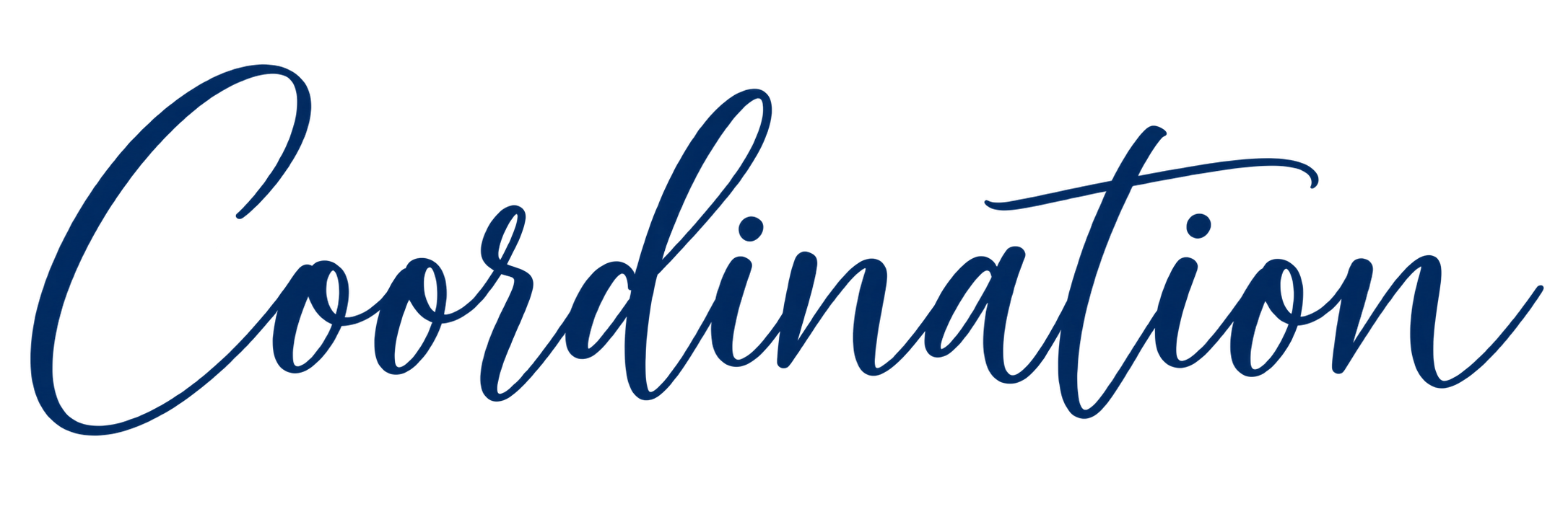 Stylized blue handwritten text that reads 'Coordination'.