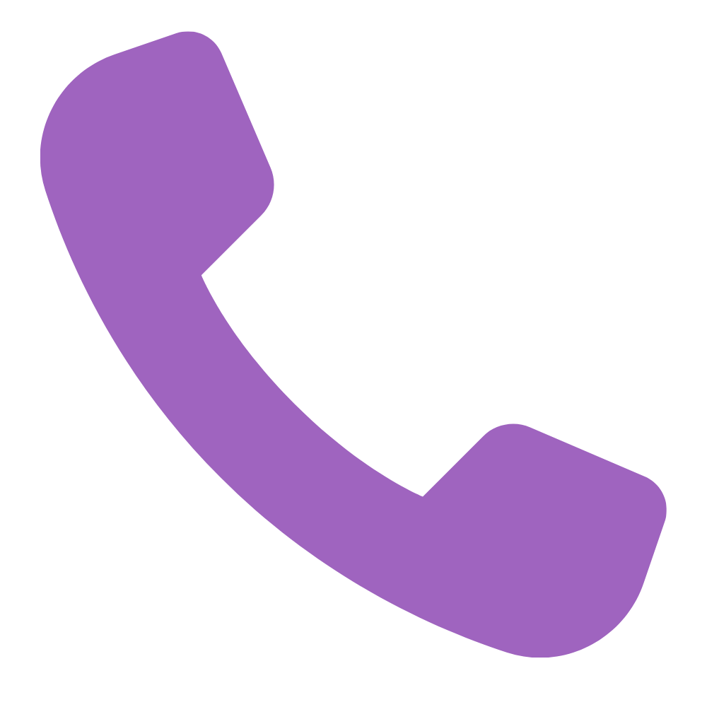 Purple phone receiver icon on a black background.