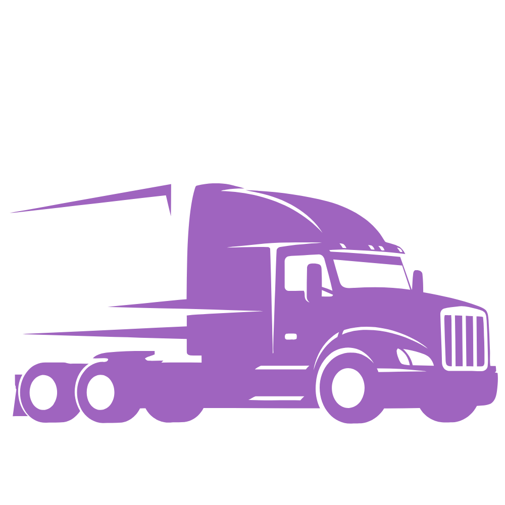 A stylized purple silhouette of a semi-truck facing to the right.