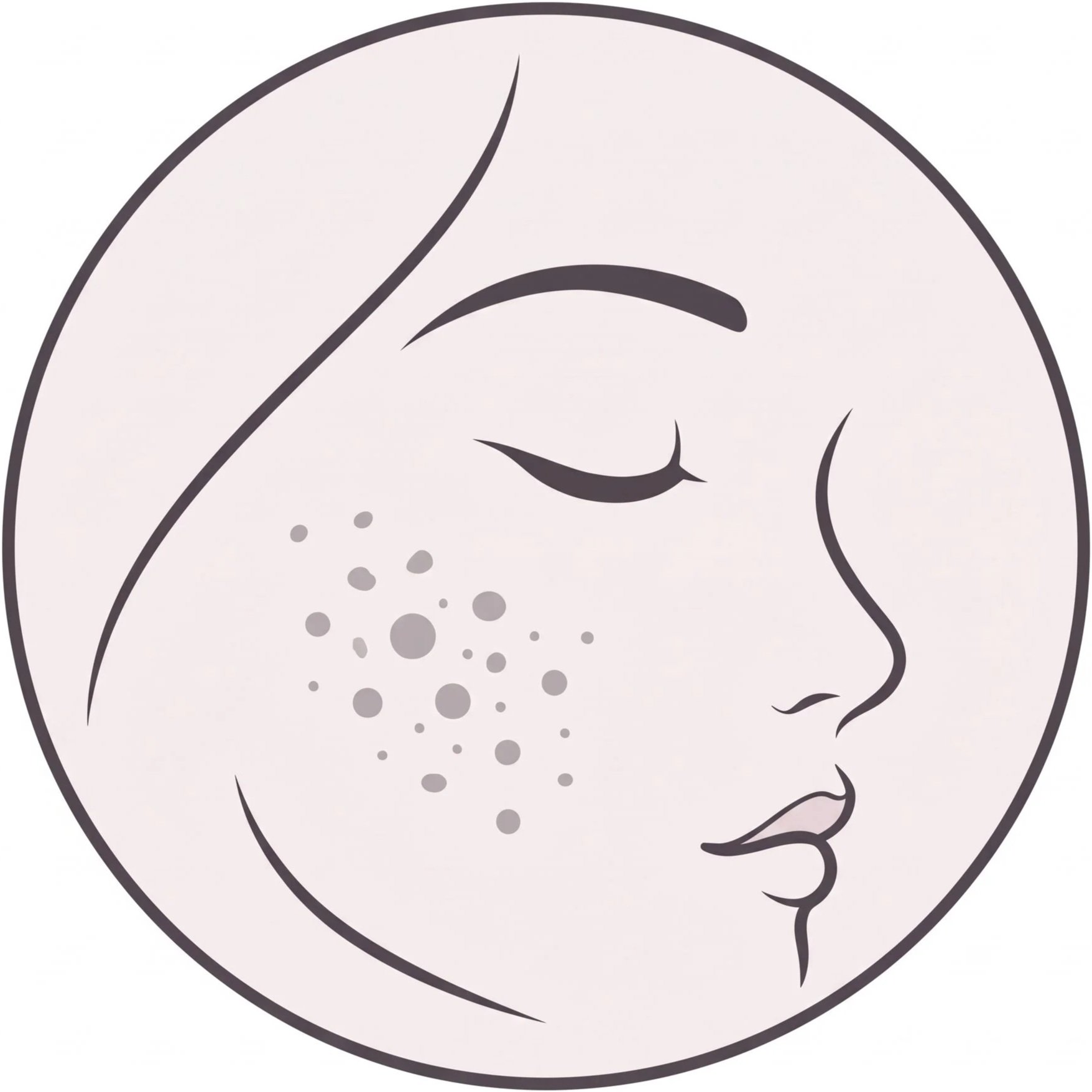 Minimalist illustration of a winking woman’s face with freckles and flowing hair