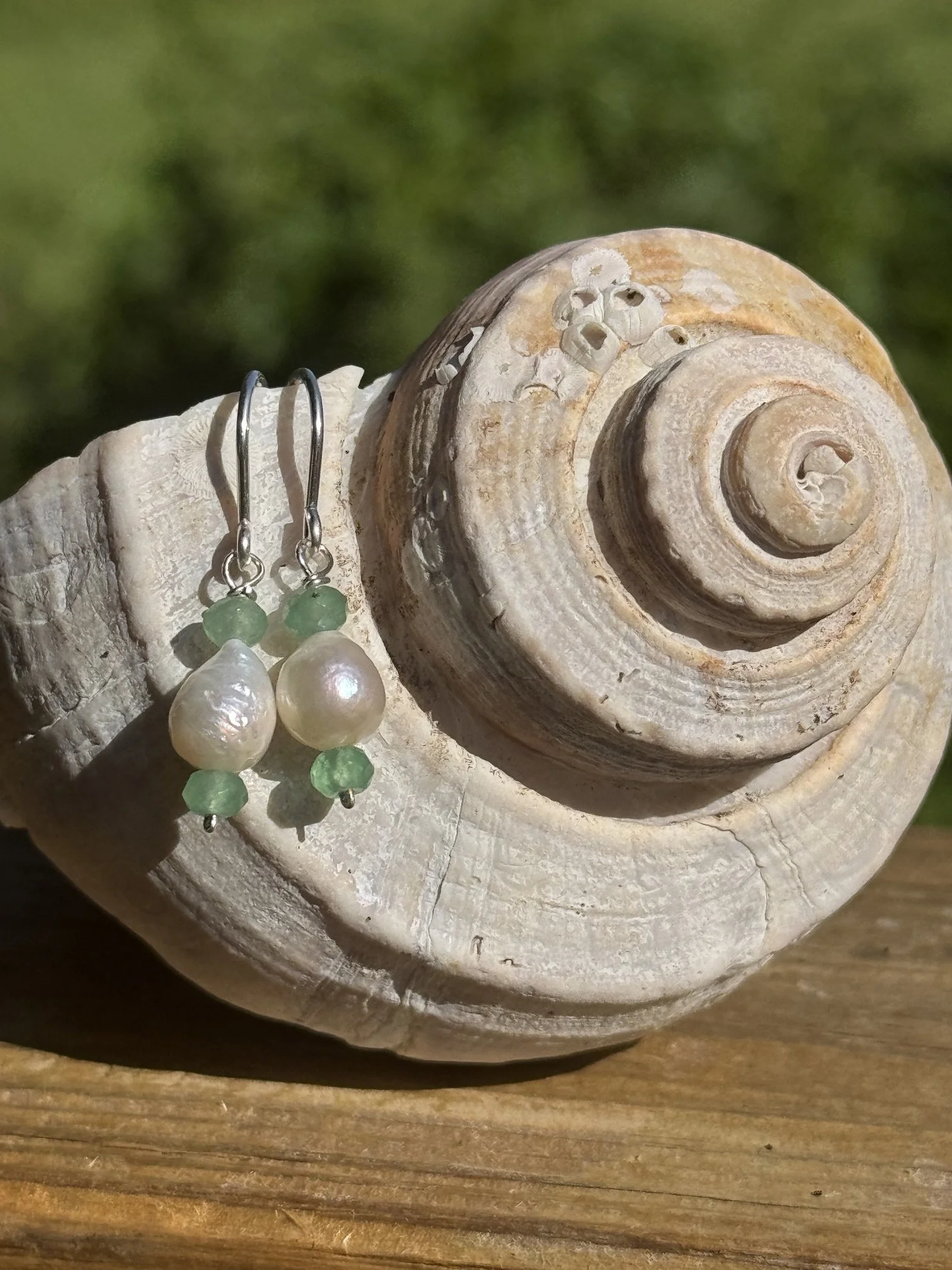 Freshwater Pearl & Jade Drop Earrings