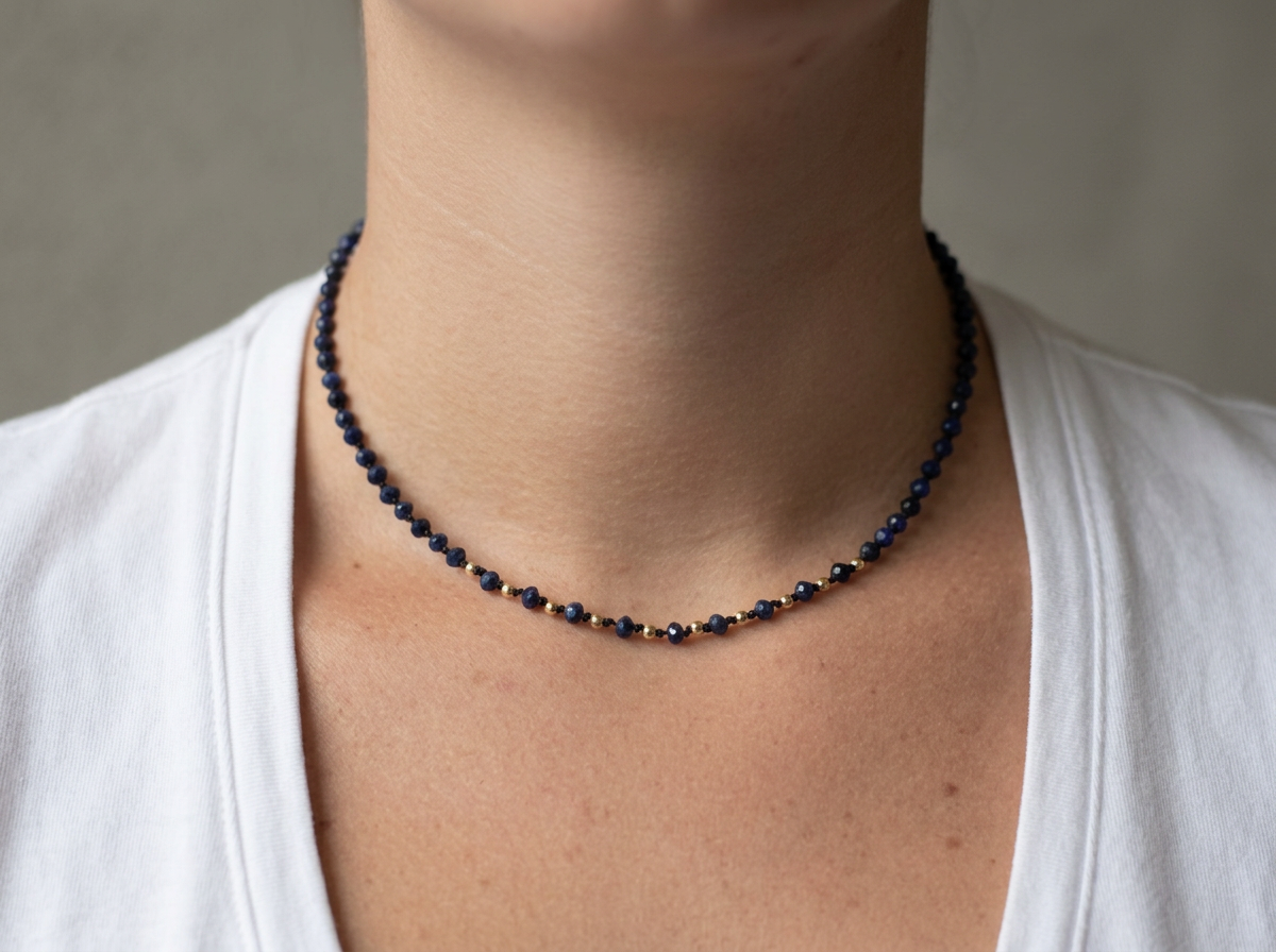 Lapis & Gold Accented Choker Necklace