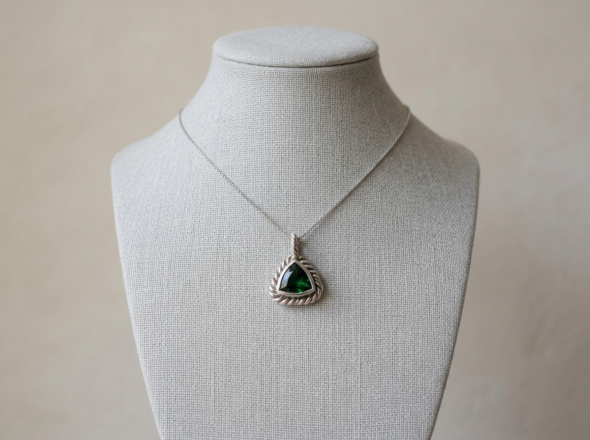 Emerald Tide, Mixed Metal, 10 carat Trillion Cut Tsavorite Garnet Pendant