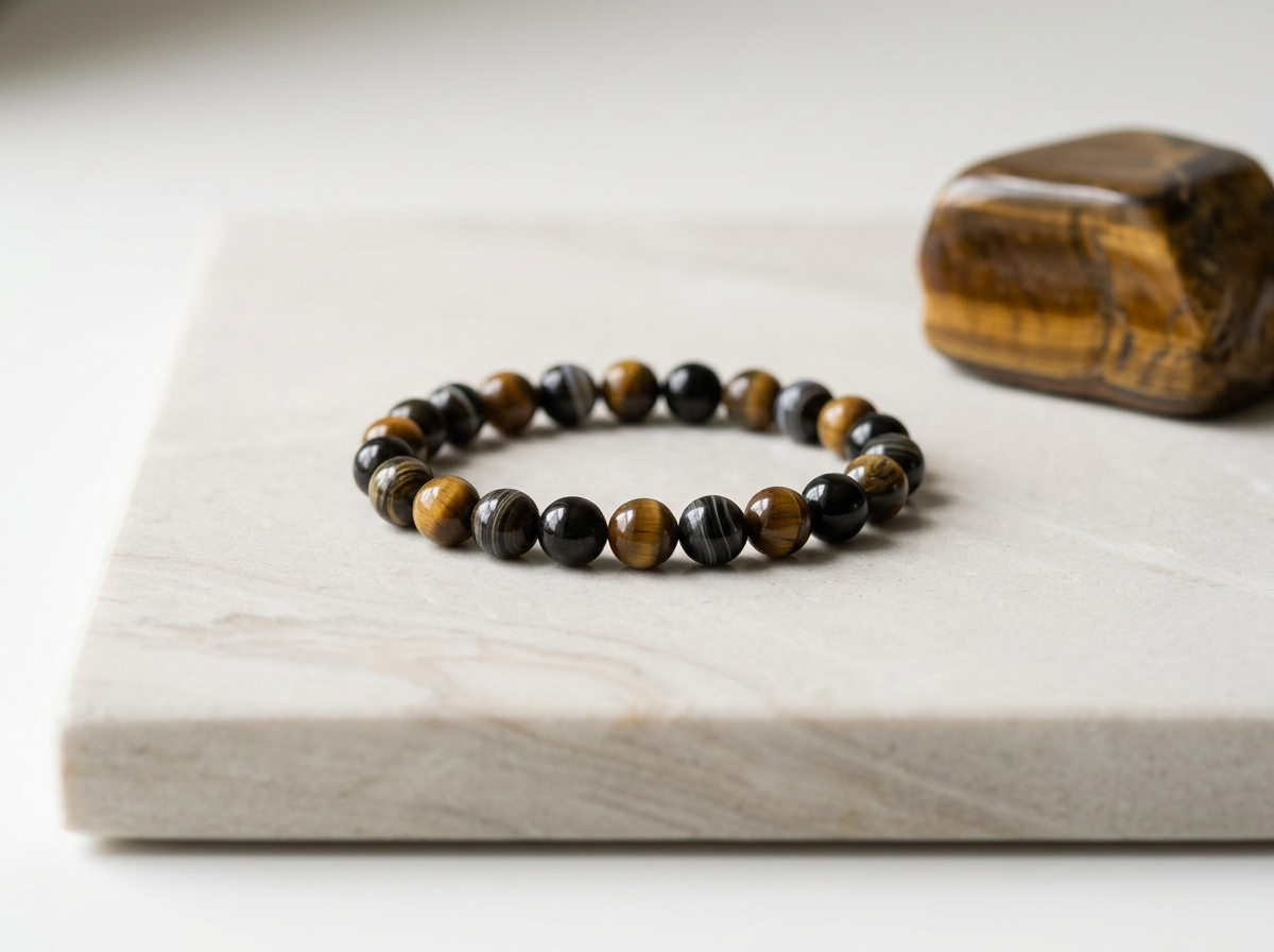Coastal Confluence, Yellow Blue Tigers Eye Bracelet