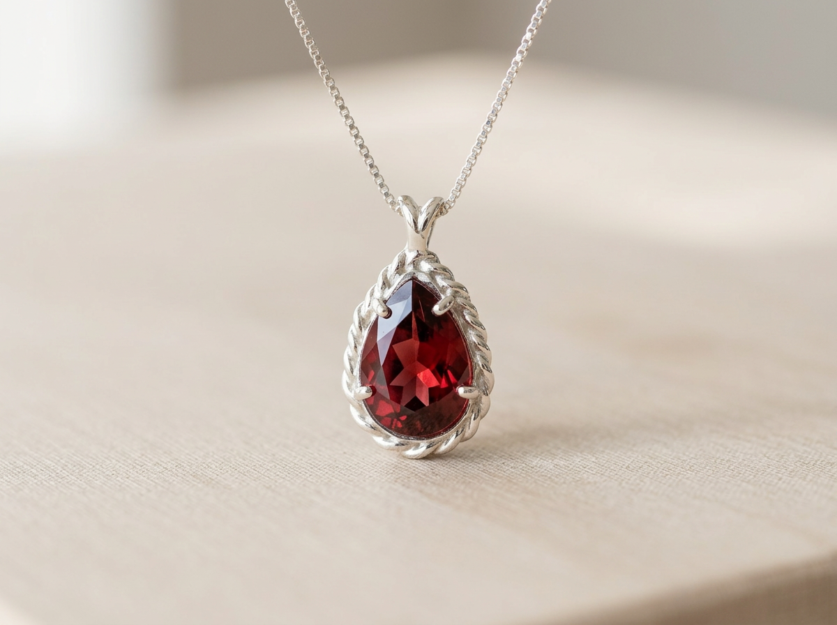 Sakonnet Sunset, Red Garnet set in Argentium Silver