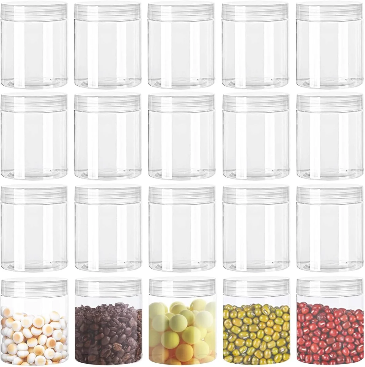 Plastic jars with lids